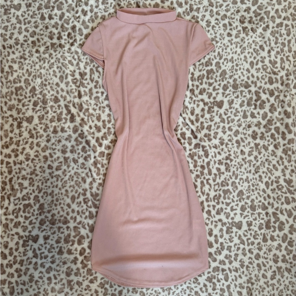 Pink Ribbed Bodycon Dress - Picture 5 of 6